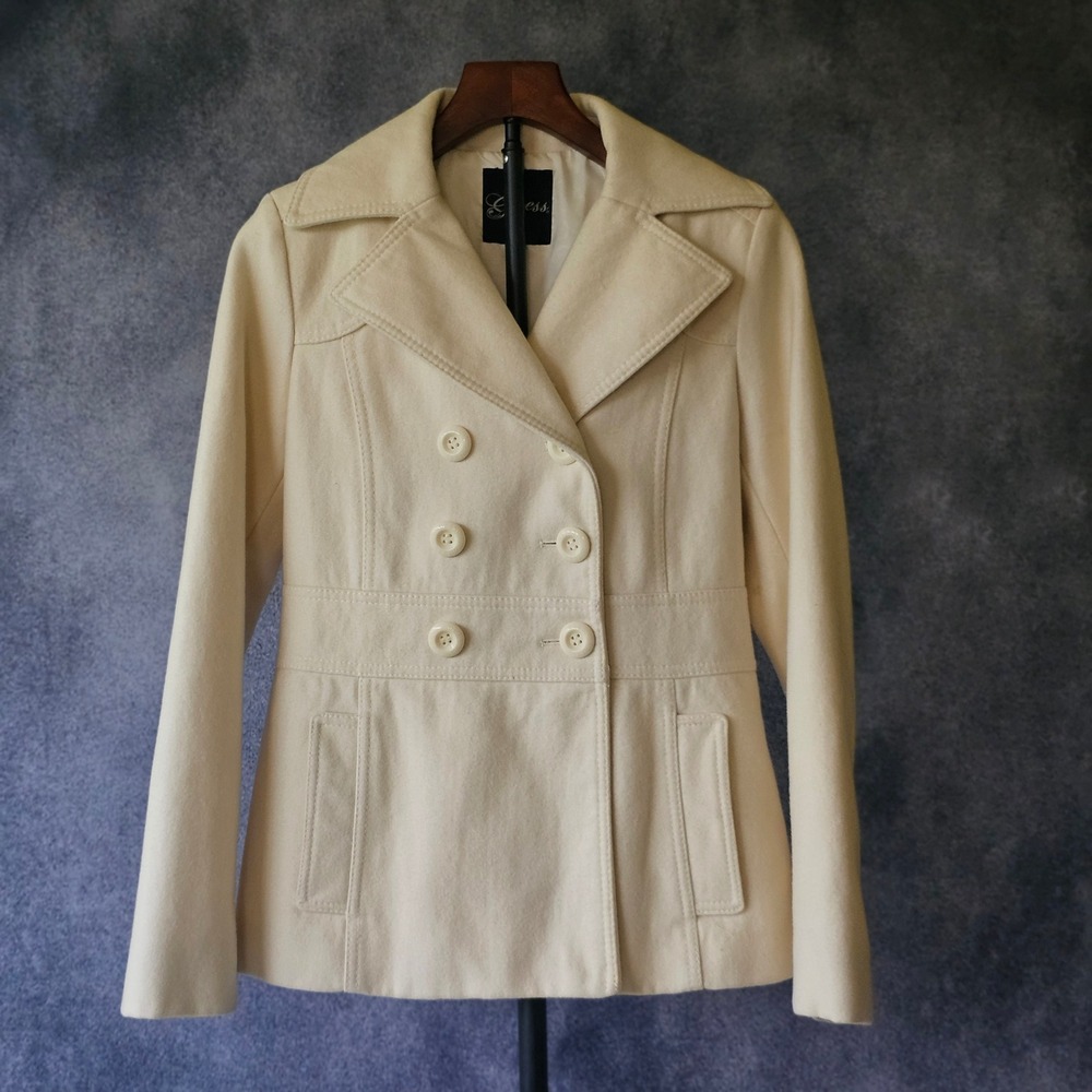 Guess Wool Blend Pea Coat Woman's Small Petite